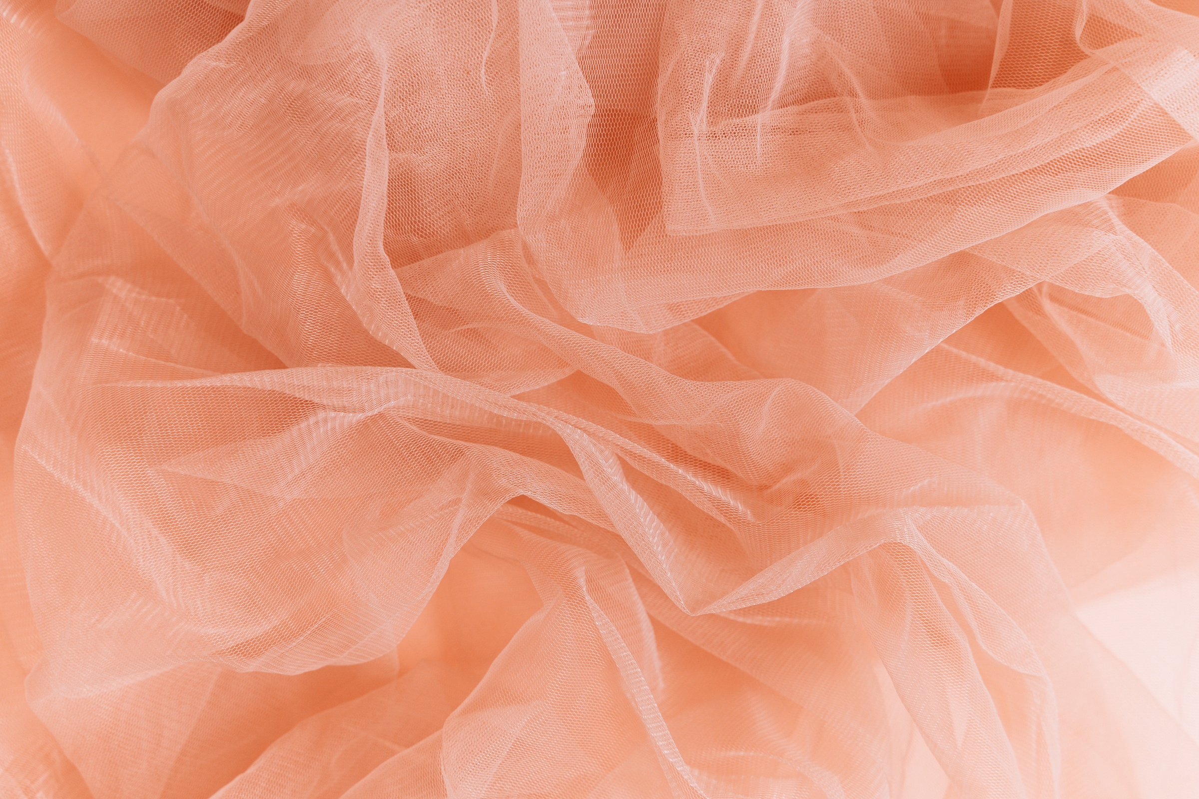 Crumpled Peach Tulle Fabric